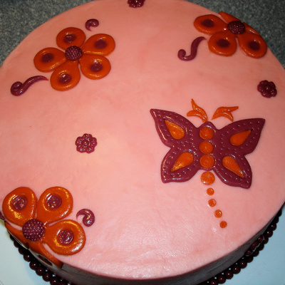 Pink & Orange Flowers & Butterfly Smbc