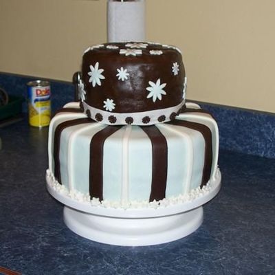 Brown/blue Birthday Cake