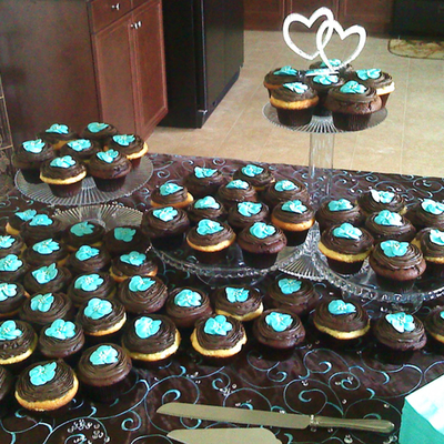 Brown And Blue Wedding Cupcakes
