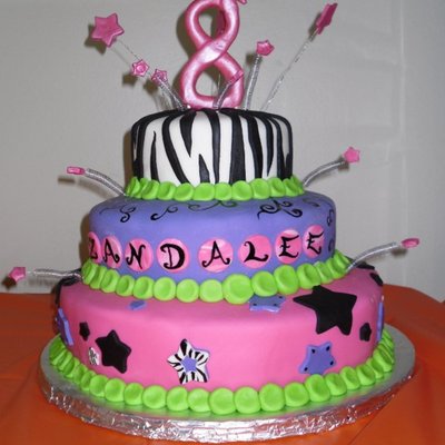 Zebra Print And Stars Cake