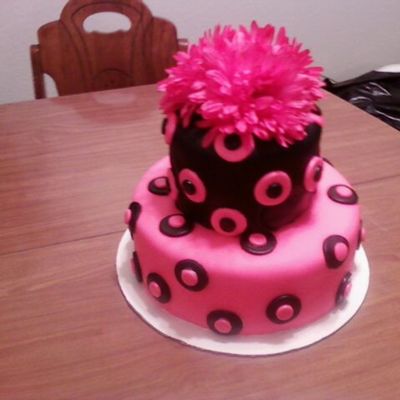 Pink & Black Polka Dot Birthday Cake