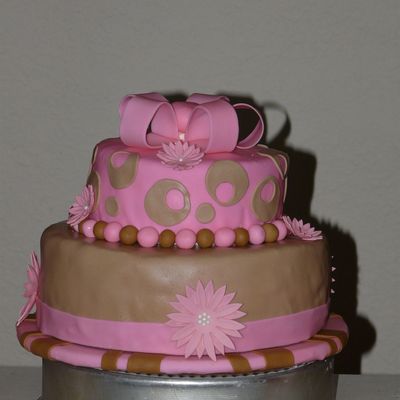 Pink And Brown Birthday Cake
