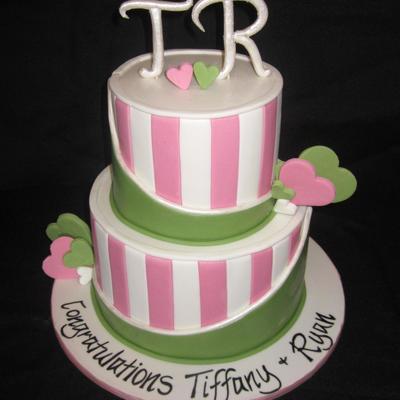 Pink And Green Engagement Cake.