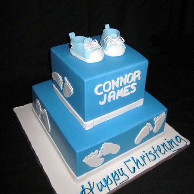 Baby Footsteps Christening Cake.