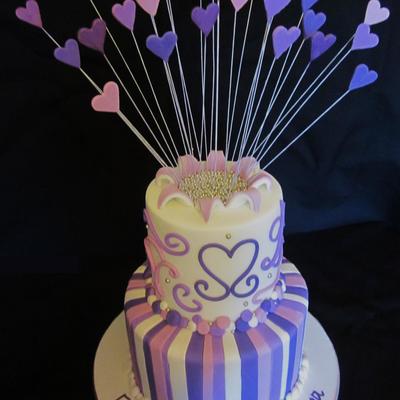 Fun And Bright Purple Engagement Cake.