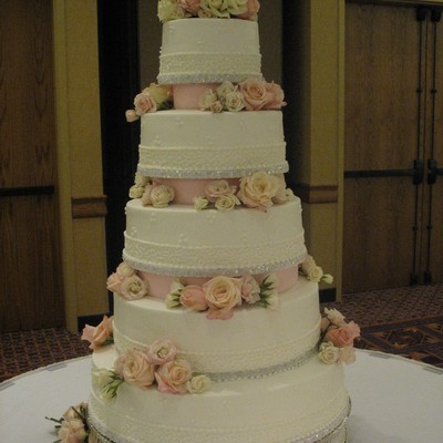 Pink And White Wedding Cake