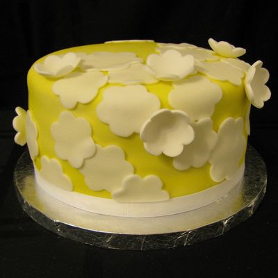 Yellow With White Applique Flowers