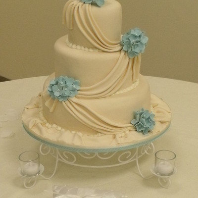 Hydrangeas & Swags Wedding Cake.