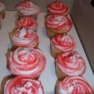 Red Striped Cupcakes
