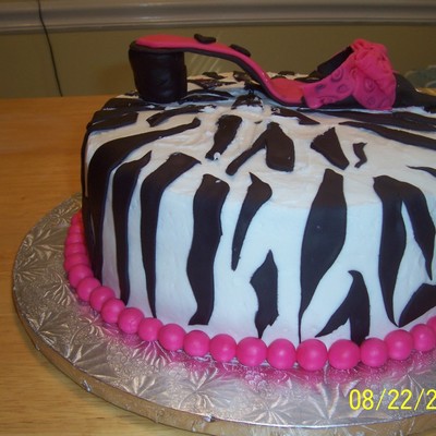 Zebra Print Cake With High Heel Shoe