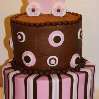 Pink And Brown Baby Shower Cake