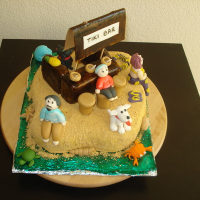 Hawaii Themed Birthday Cake