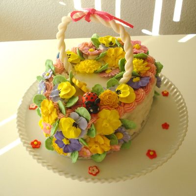 Basket Of Flowers Cake
