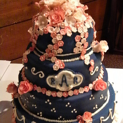 Pink And Navy Cake