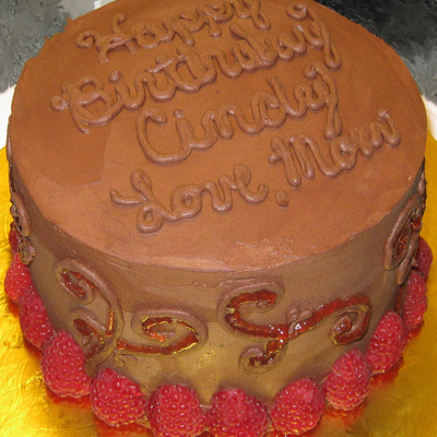 Dark Chocolate Ganache And Raspberry Cake