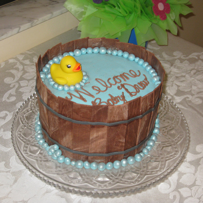 Duckie In A Barrel Baby Shower Cake