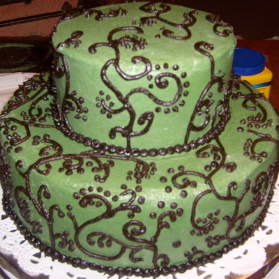 Green Cake With Designs