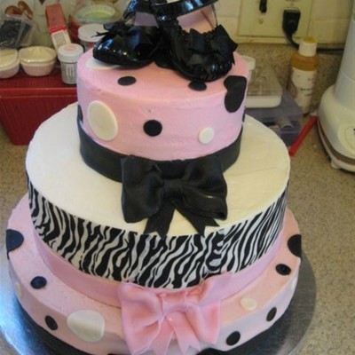 Pink & Black Baby Shower Cake