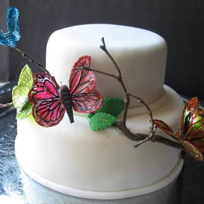 Cake With Gelatin Butterflies