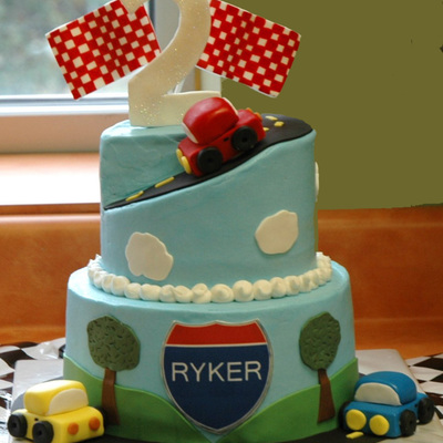 Car Themed 2 Tier Cake