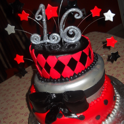 Lady In Red Sweet 16Th Cake