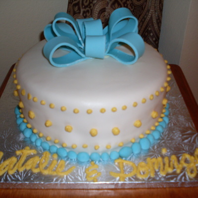 Teal Engagement Cake