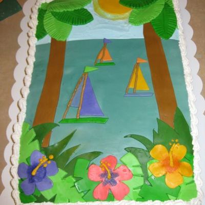 Sunset Fondant Birthday Cake