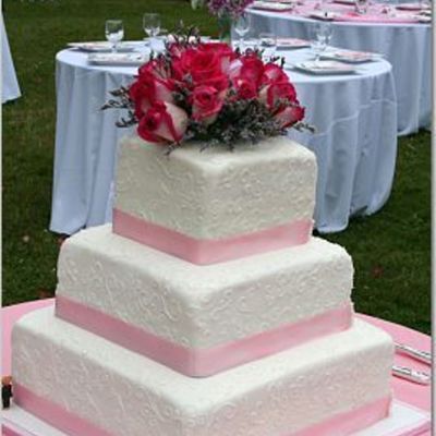 Square, Scrollwork Wedding Cake