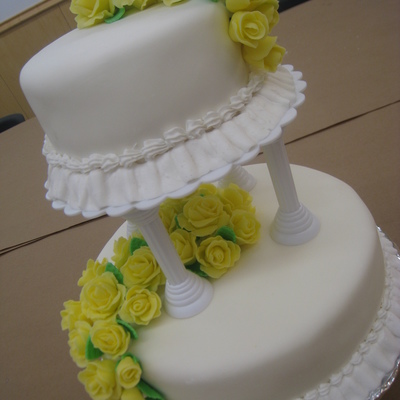 Two Tier Yellow Rose Cake