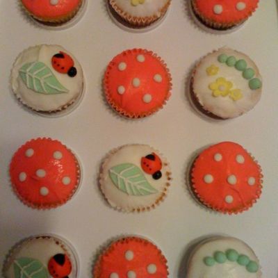 Springtime Cupcake With Ladybug
