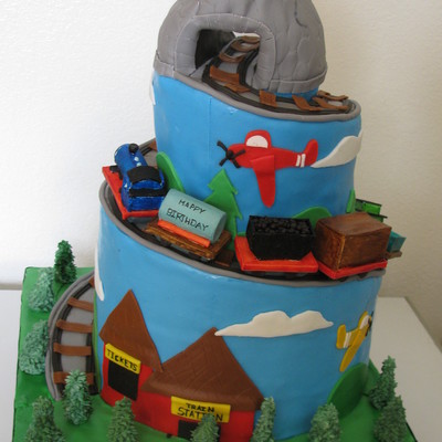 Spiral Train Themed Cake