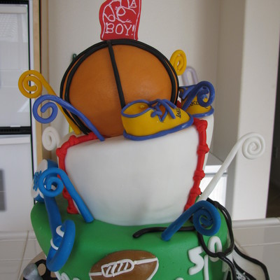 Sports Theme Baby Shower Cake