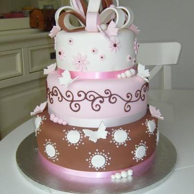 Pink,brown,white Sweet Wedding Cake!