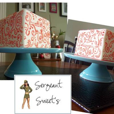 Red Piping On White Fondant