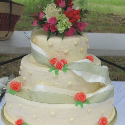 Wedding Cake With Real Ribbon
