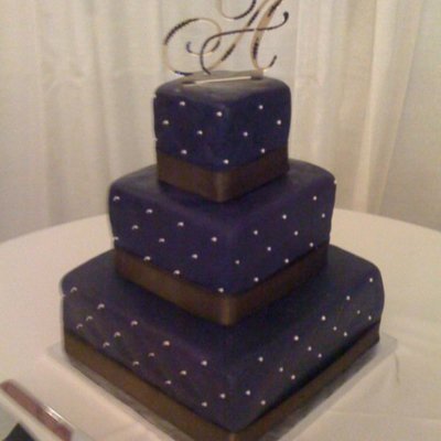 Deep Purple And Brown Square Wedding Cake