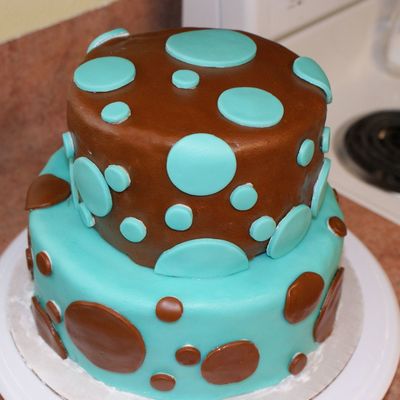 Blue/brown With Polka Dots