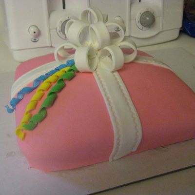 Pink Fondant Cake With Loop Bow