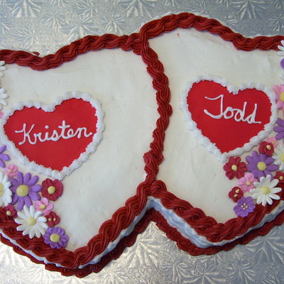 Two Hearts Joined As One Bridal Shower Cake