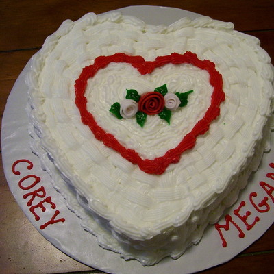 Basketweave Heart Engagement Cake