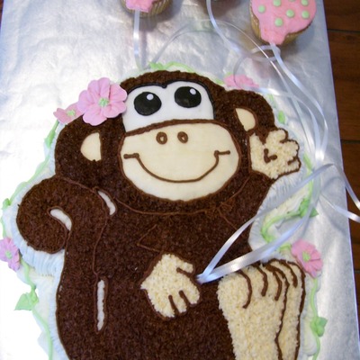 Monkey Baby Shower Cake For A Baby Girl