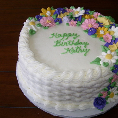 Basket Of Flowers Birthday Cake