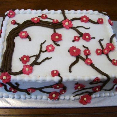 Red Cherry Blossom Bridal Shower Cake