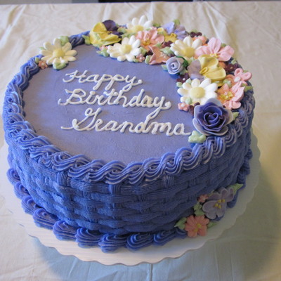 Purple Flower Basket Anniversary Cake