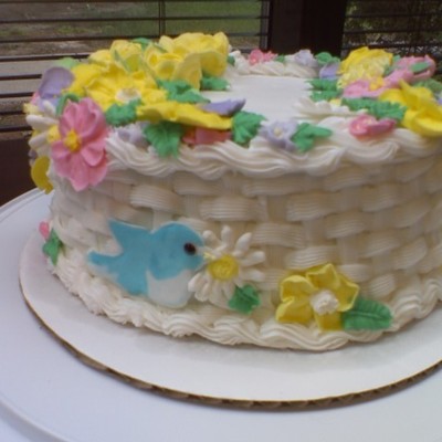 Basketweave Cake With Flowers