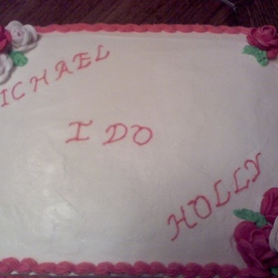 Wedding Sheet Cake With Red Roses