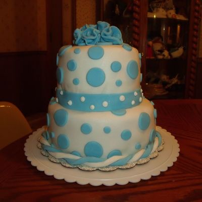 All Fondant Blue And White Cake