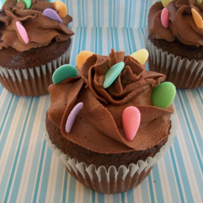 Chocolate Buttercream Sprinkle Cupcakes