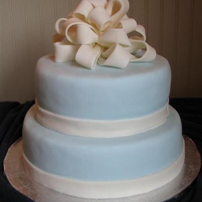 Blue Cake With Bow