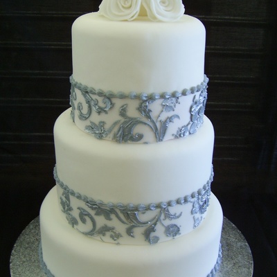 Silver Stencilled Wedding Cake
